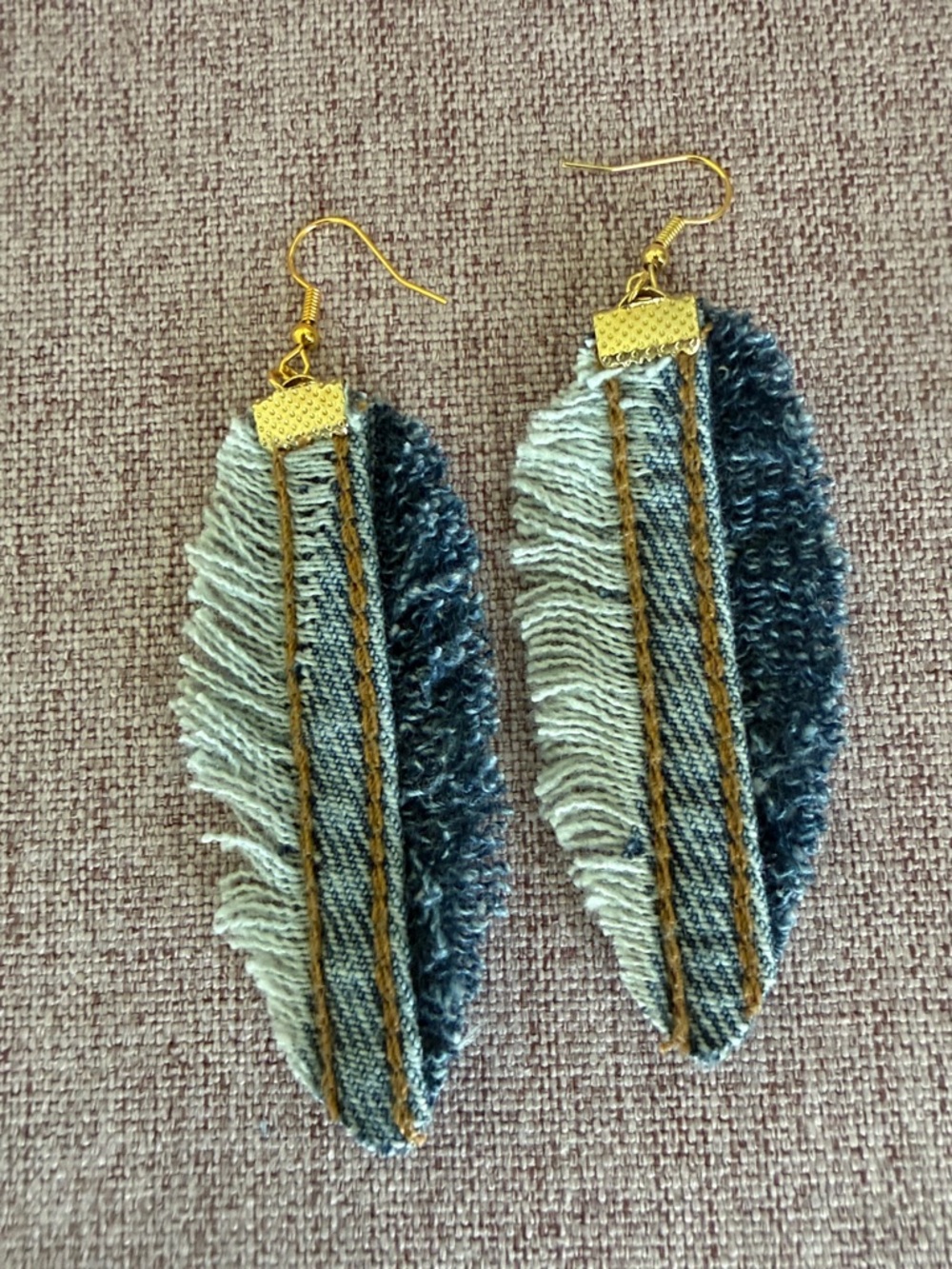 Gold-Tone Blue Denim Fringe Drop Earrings - Women Jewelry